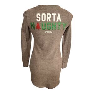 PINK Victoria Secret X-Mas Sorta Nice Sorta Naughty Henley Night Shirt Size XS